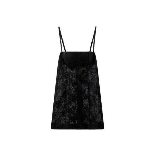 Black Strappy Decorated Suspender Dress