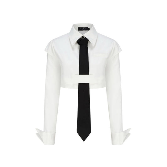 Matching Tie White Short Two-Piece Shirt