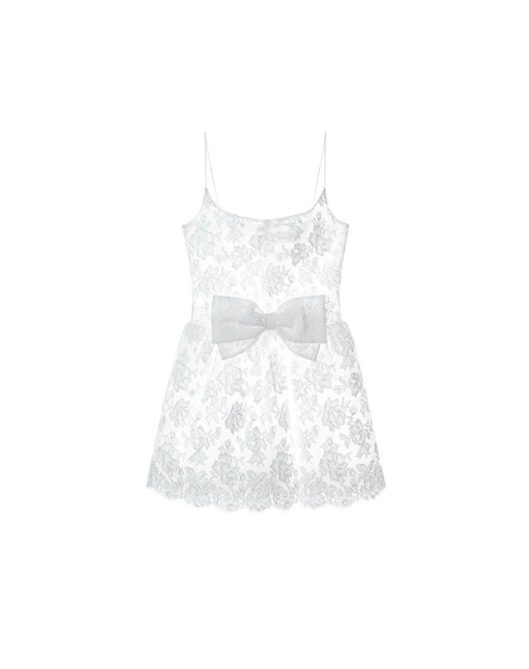 White Bowtie Lace Minidress