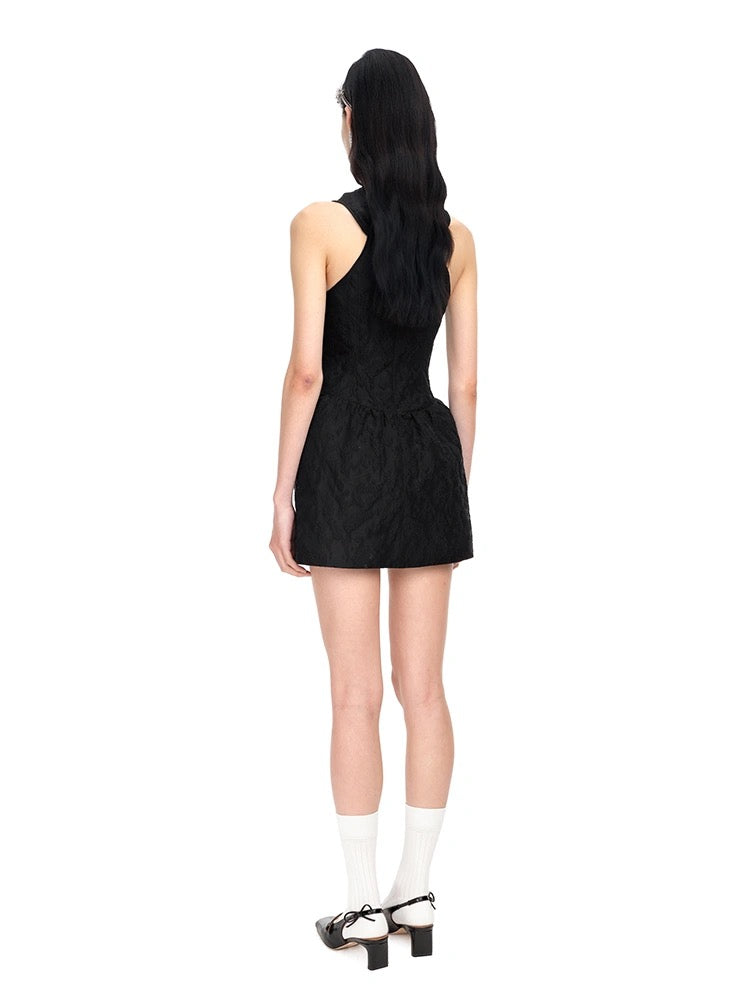 Black Crossover Bow Minidress