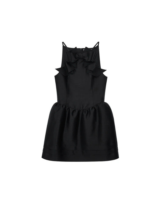 Black Bow Twill Dress