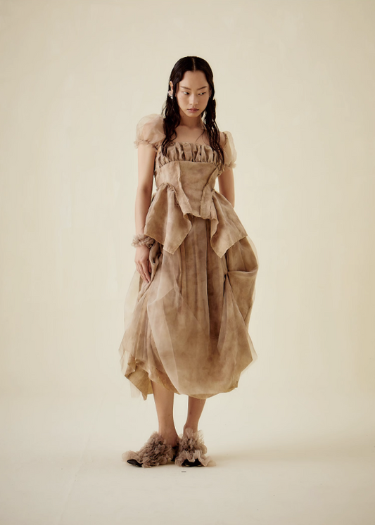 Tea Dyed Irregular Puff Skirt