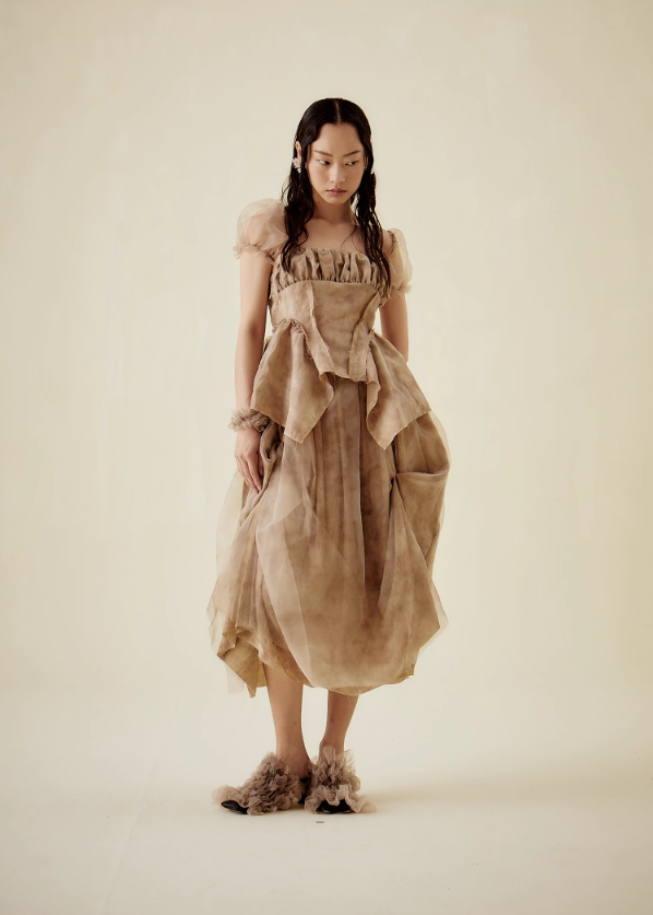 Tea Dyed Irregular Puff Skirt