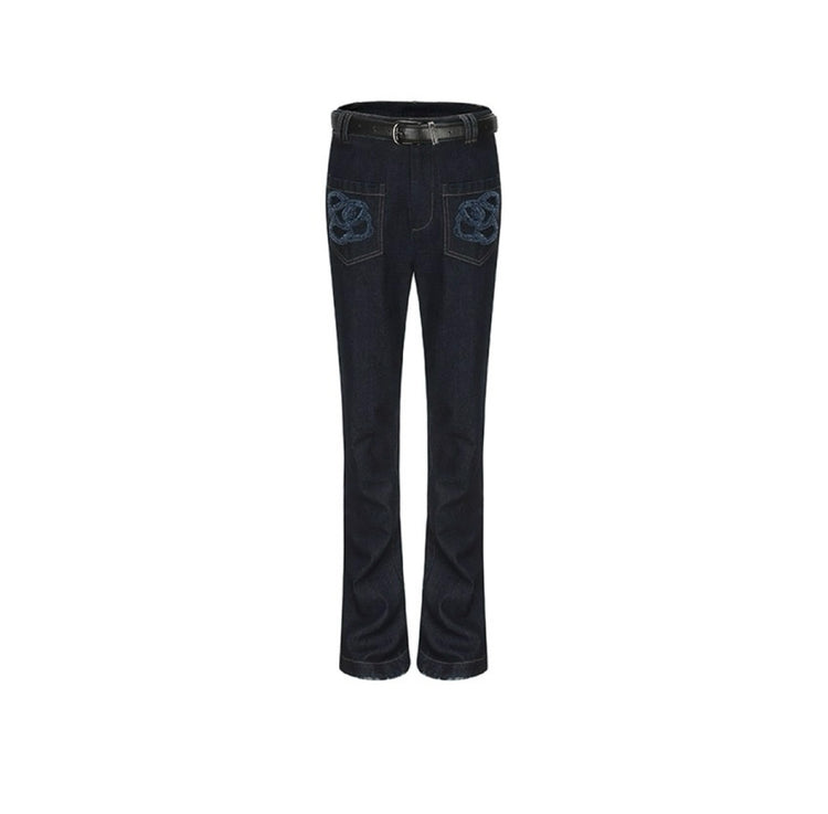 Raw Edge Rose Horseshoe Jeans