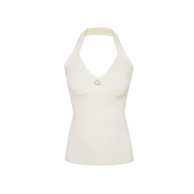 White Knitted Halter Top