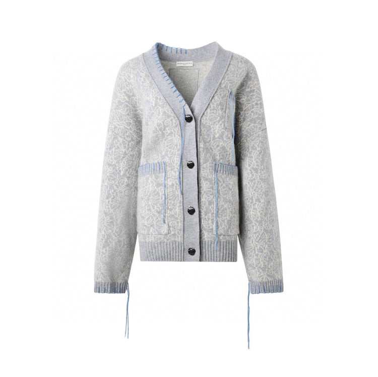 Grey Abstract Pattern Totem Cardigan