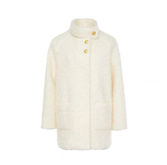 Mohair Boucle Stand Collar Coat