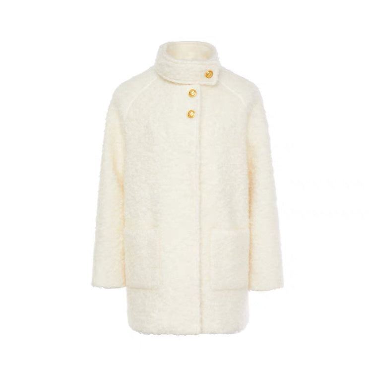 Mohair Boucle Stand Collar Coat