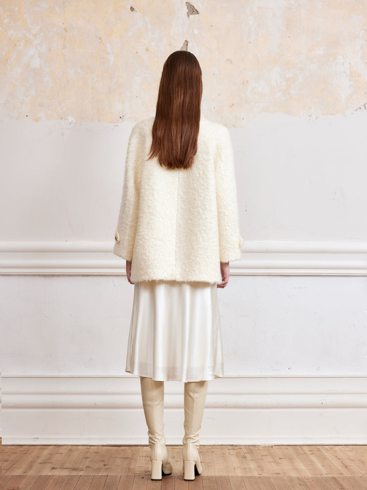 Mohair Boucle Stand Collar Coat