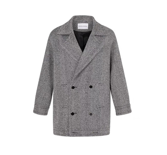 Retro Herringbone Silhouette Coat