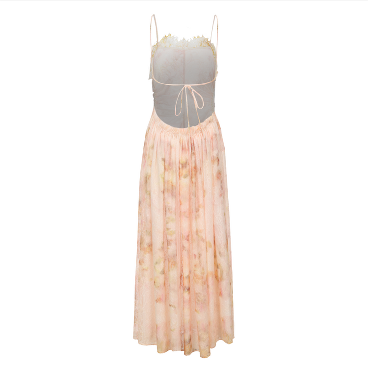 Lace Floral Backless Long Slip Dress