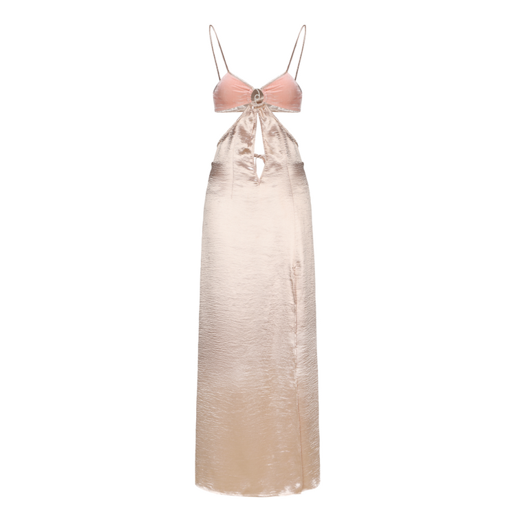 Pink Satin Cut-Out Slip Dress