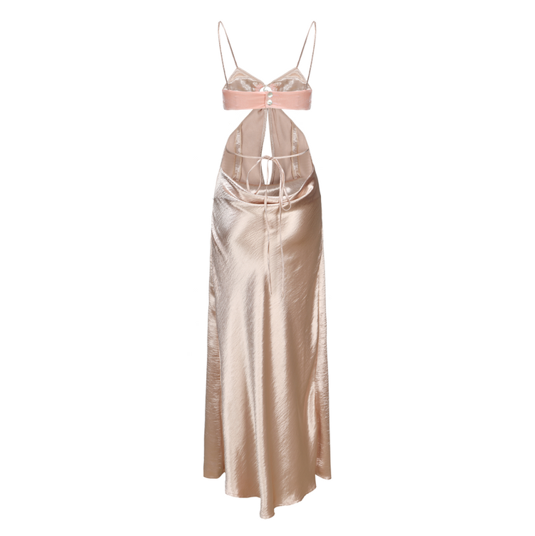 Pink Satin Cut-Out Slip Dress