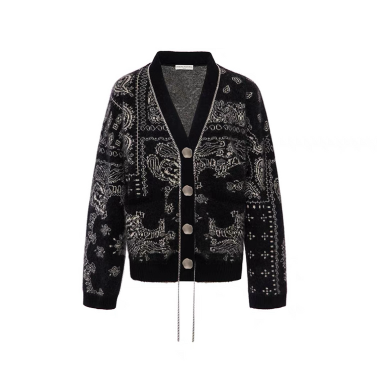 Black Chain Totem Cardigan Sweater