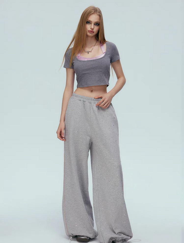 Starry Rhinestone Casual Pants