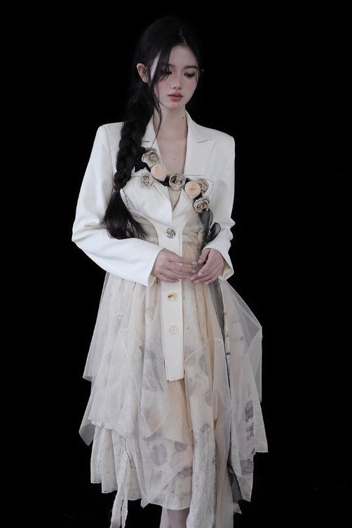 Cicada Chiffon Dress and Coat Set