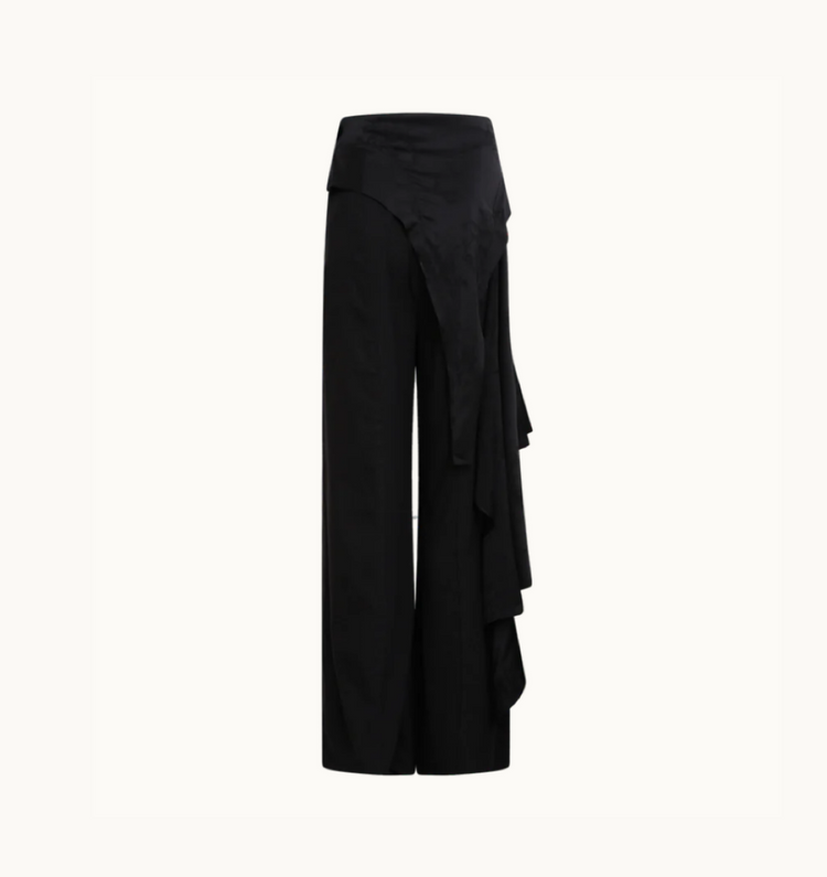 Black Jacquard Patchwork Pants