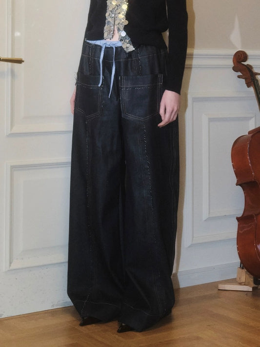 Drawstring Wide-leg Jeans