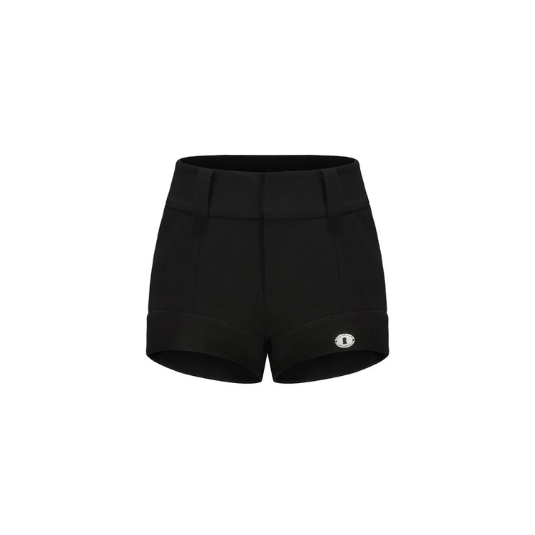 Curved Hem Stretch Shorts