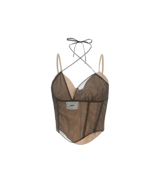 Black Tulle and Cinnamon Deconstructed Camisole