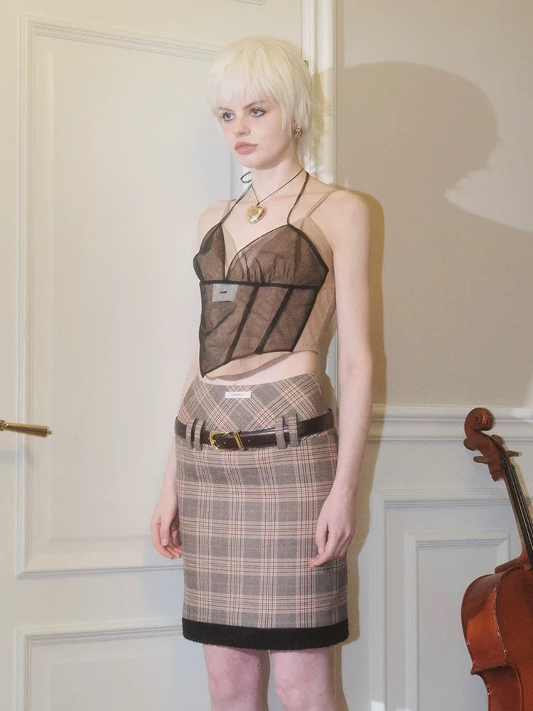 Black Tulle and Cinnamon Deconstructed Camisole