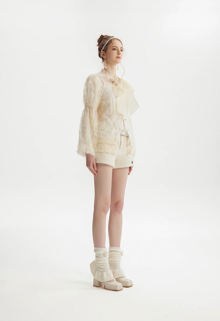 Low-Rise Lamb Wool Shorts