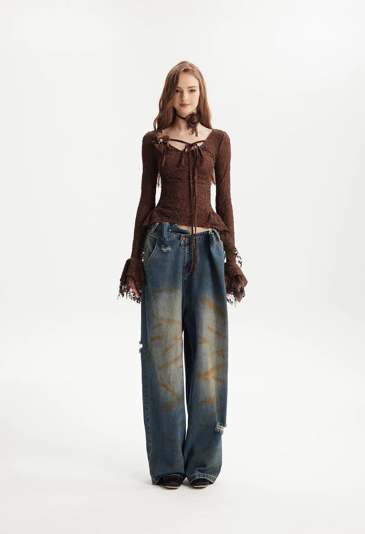 Vintage Washed Wide-Leg Jeans