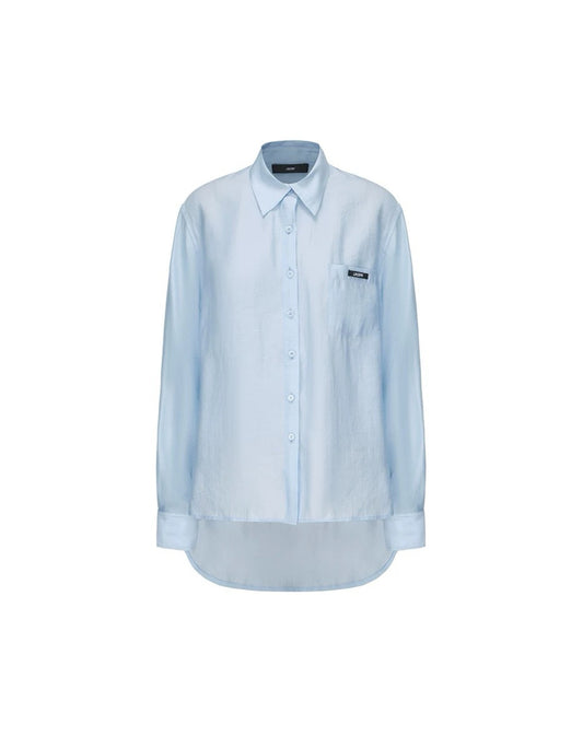 Light Blue Loose Asymmetrical Shirt