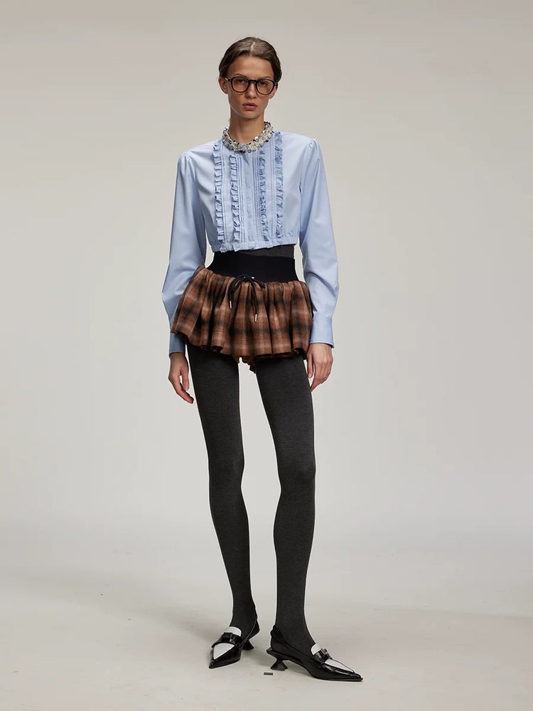 Ruched Tuck Sequin Cropped Shirt