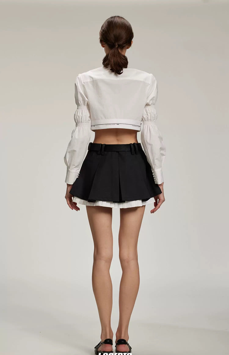 Deconstructed Bow Short Long-Sleeve Shirt