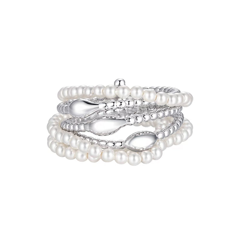 Tasty / Layers Pearl Silver Ring