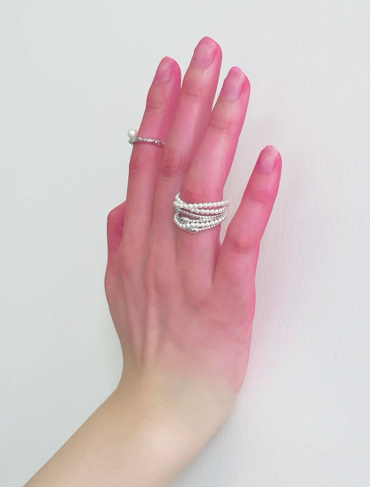 Tasty / Layers Pearl Silver Ring