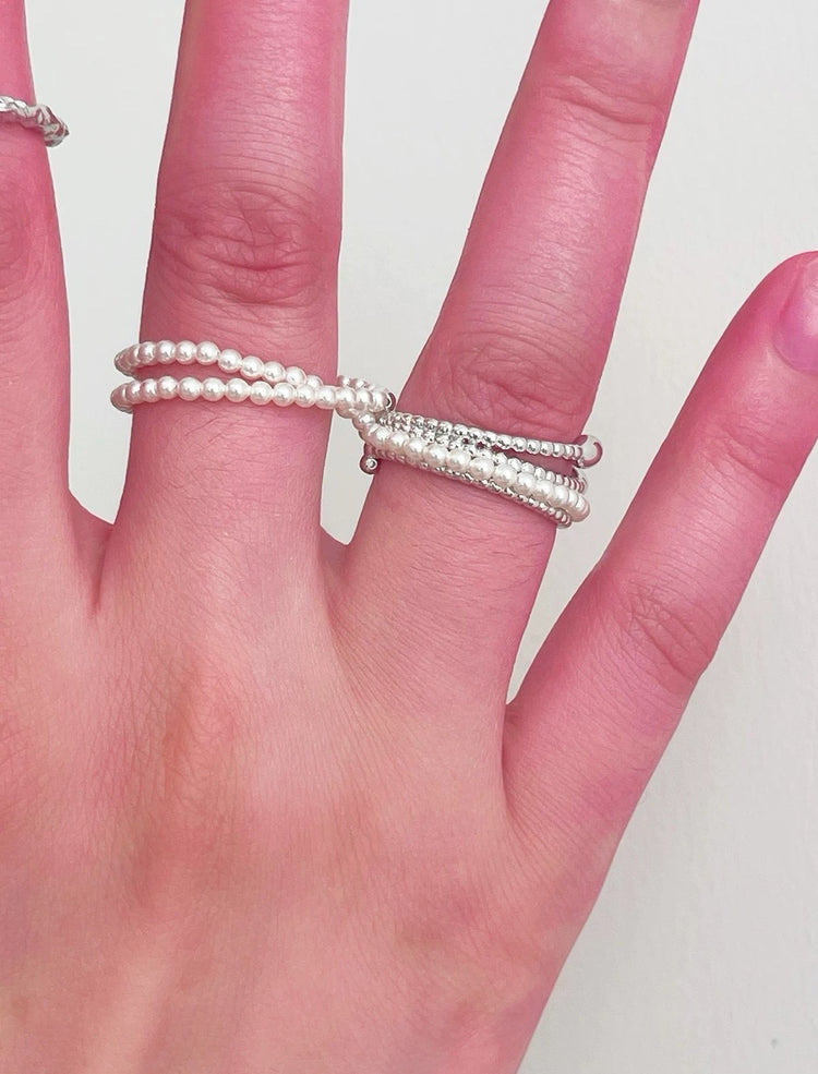 Tasty / Pearls Silver Ring