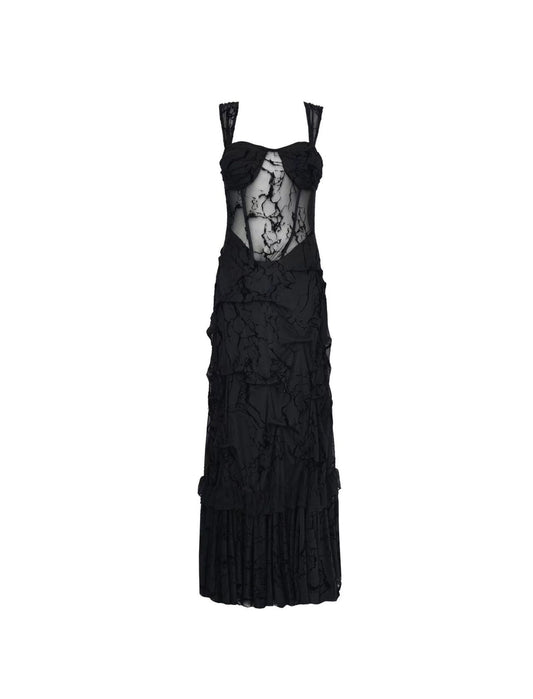 Nightfall Hollow-out Ruched Slip Dress