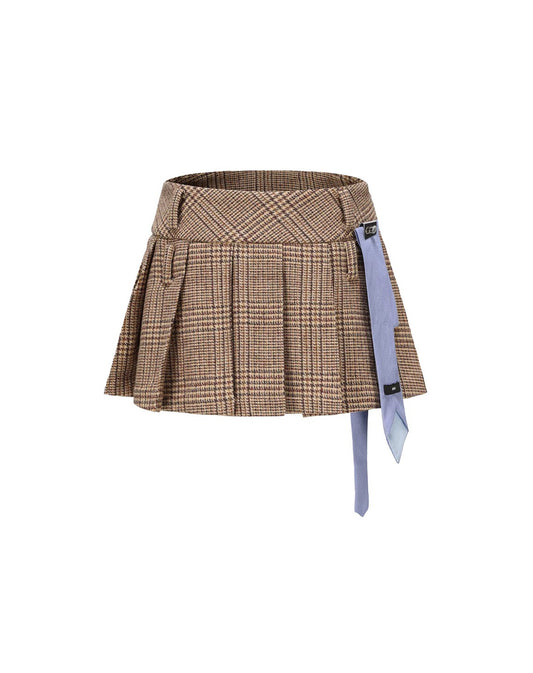 Deconstructed Welsh Grid Tie-design Pleated Skirt