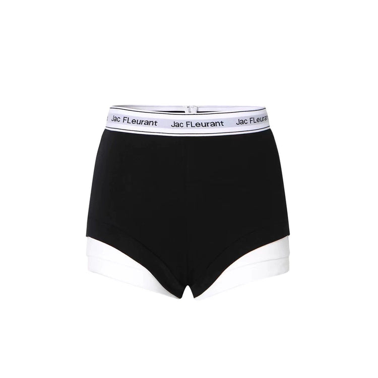 Logo Elastic Waistband Color-block Shorts