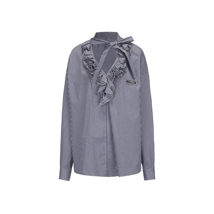 Ruffled V-Neck Loose Shirt