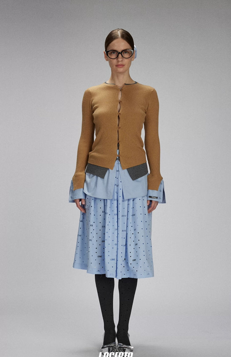 Mesh Panel Faux Two-Piece Cardigan