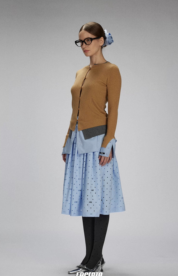 Mesh Panel Faux Two-Piece Cardigan