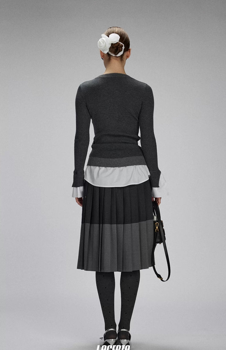 Mesh Panel Faux Two-Piece Cardigan