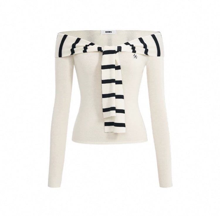 Striped Sailor Collar Petite Chanel Knit Sweater