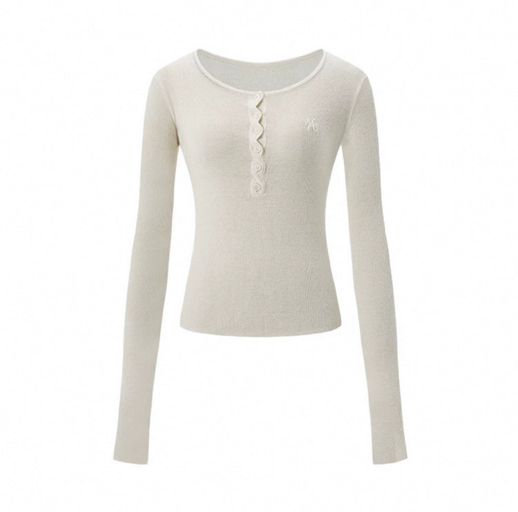 Cable Knit Henley Neck Top