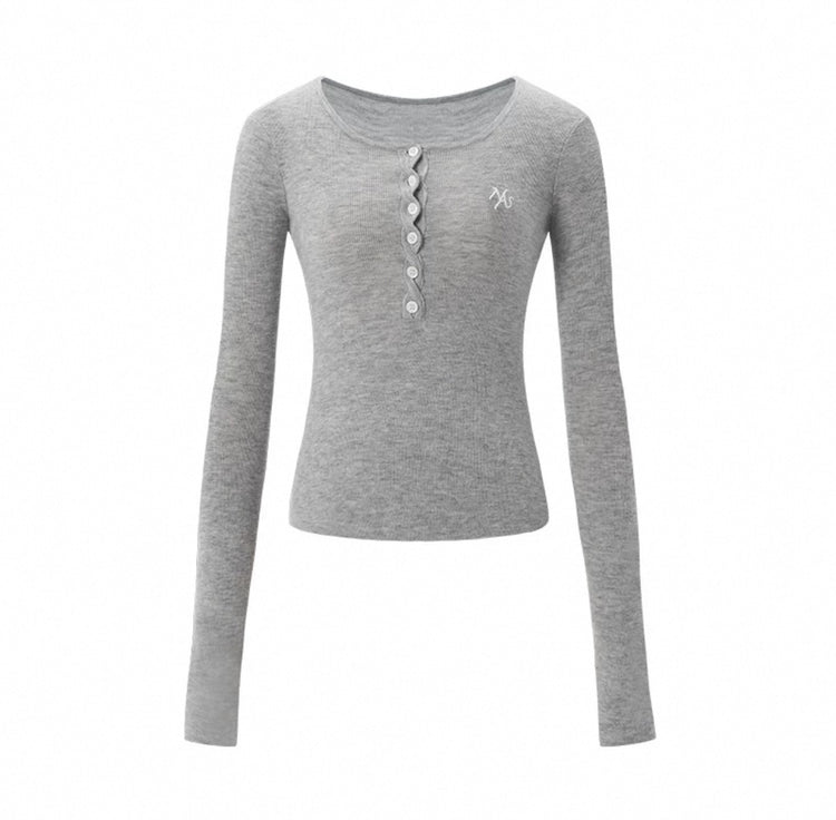 Cable Knit Henley Neck Top