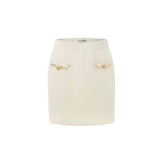 Raccoon Fur Beaded Midi Skirt