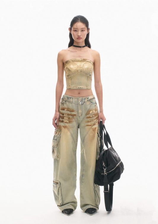 Snake Silver-Brushed H-Cut Jeans