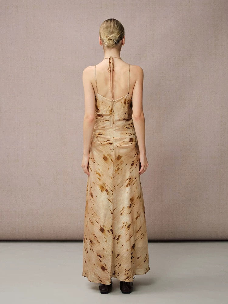 Halter Floral V-neck Dress