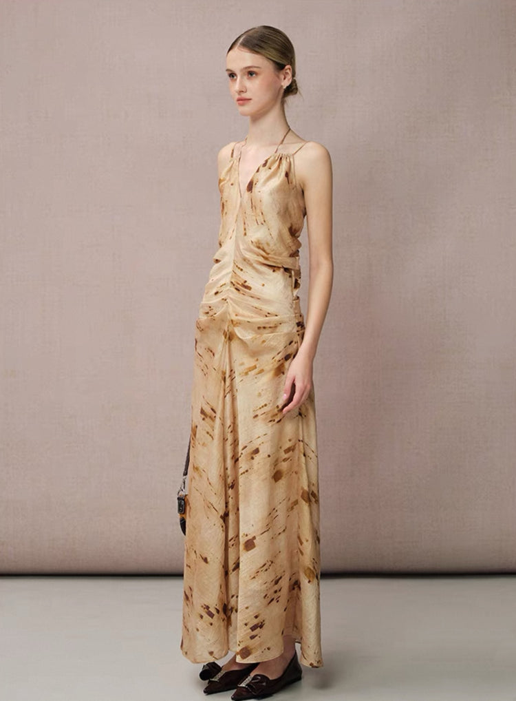 Halter Floral V-neck Dress