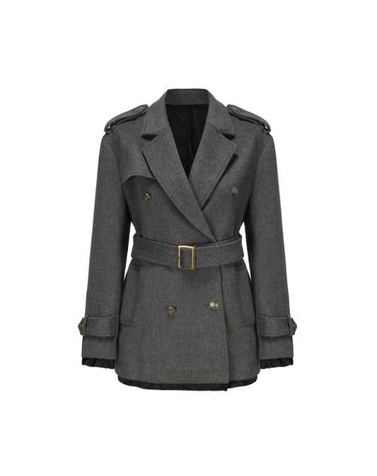 Notch Lapel Cropped Military-style Coat