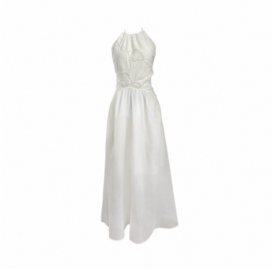 Hollow-out Embroidered Maxi Dress