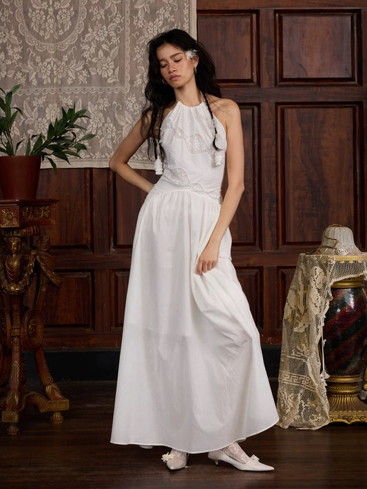 Hollow-out Embroidered Maxi Dress